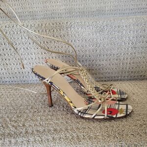 Moschino Gold and Multicolor Strappy Heels